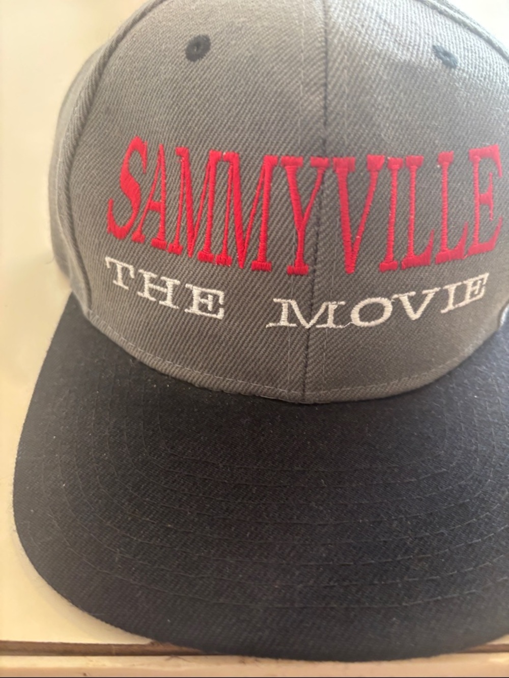 SAMMYVILLE The Movie Grey and Black Snapback Hat with Red Embroidery